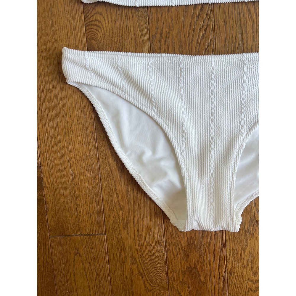 NWT Aerie White Textured Cable Knit Scoop Bikini Set Beachy Minimalist Vacation - Picture 2 of 12